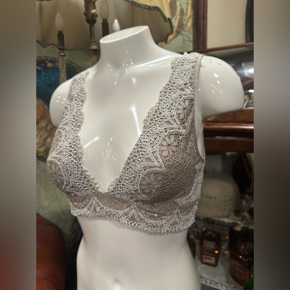 Victoria's Secret Boho Lace Longline Bralette Taupe Bra Small - Picture 4 of 10